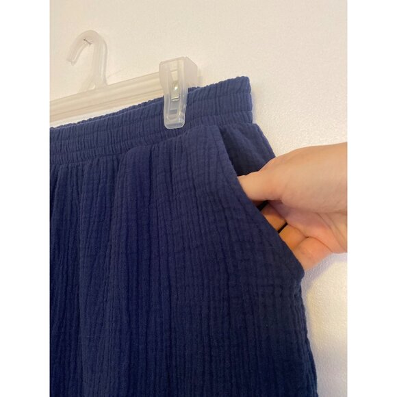 Kim Rogers Women's Navy Blue 100% Cotton Gauze Pants W/ Elastic Waist Size L - Picture 2 of 5